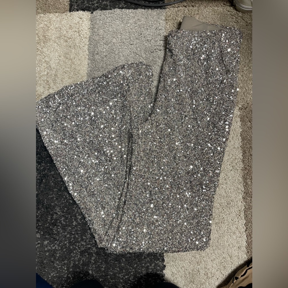 Express super high waisted sequin flare pants